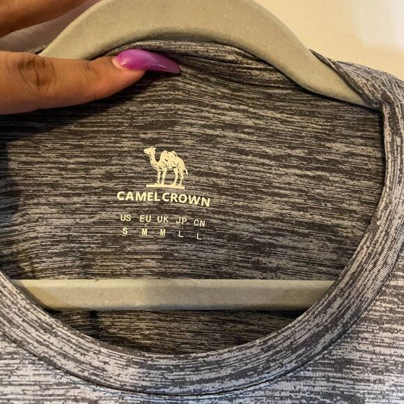 Camel Crown Mens Grey Heather Perormance Athletic Crew Neck T Shirt Size Small - Picture 2 of 9